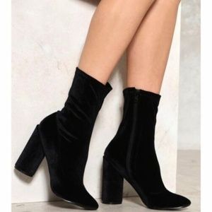 Nasty Gal Black Velvet Sock Booties